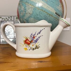 Vintage Teleflora Floral Ceramic Watering Can Pitcher Planter